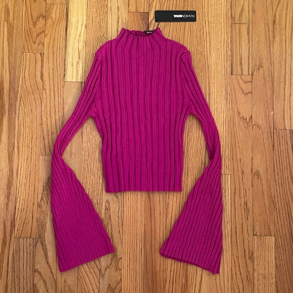 Magenta Bell Sleeve Sweater